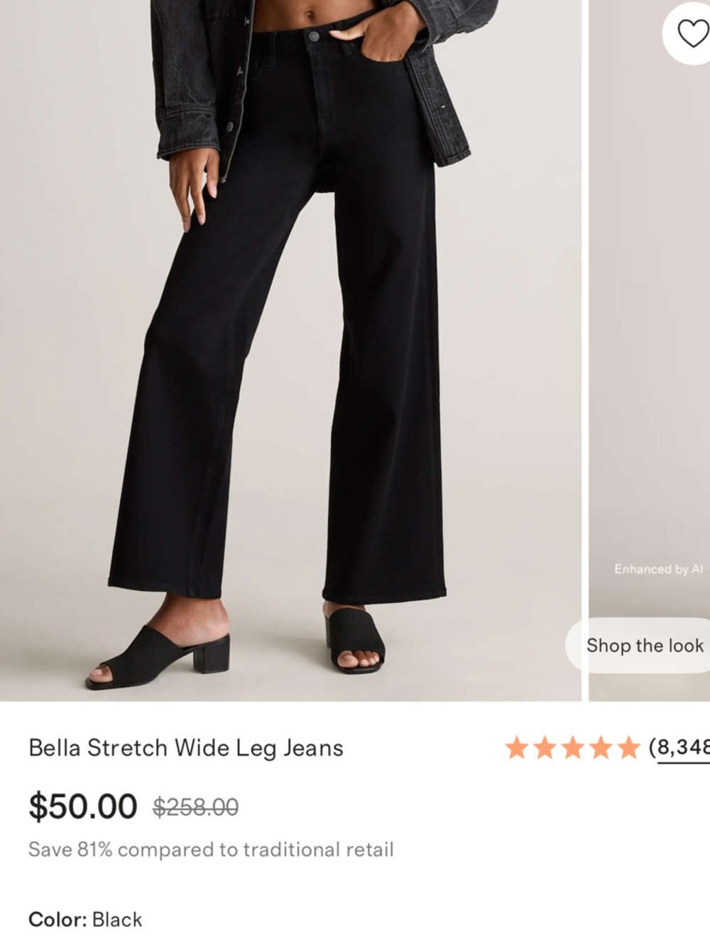 Quince Bella Stretch Wide Leg Jeans - Black
